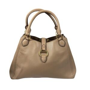 RALPH LAUREN Allenville City taupe neutral leather Satchel Purse